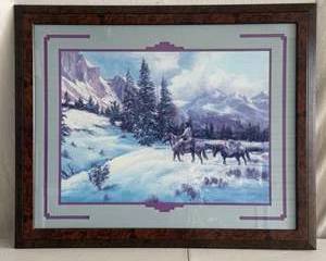 Framed Western Mountain Landscape Print Signed Lee K Parkinson