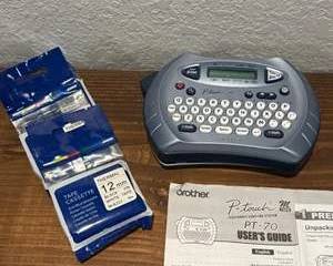 Brother P-Touch PT-70 Label Maker with Tape Cartridges & Manual