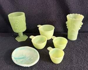 Collection of Vintage Green Glassware