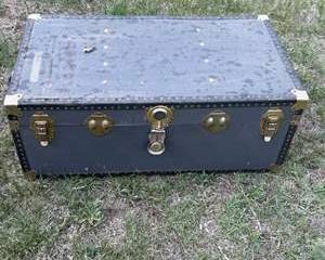 Antique Steamer Trunk / Storage Chest with Brass Hardware