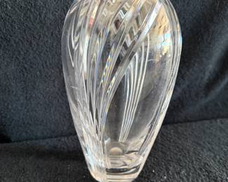 Clear Swirl Cut Glass / Crystal Vase