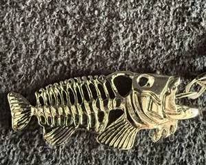 18K Gold-Plated Fishbone Pendants with Necklace – Gothic Style 225" Length