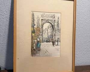 Framed Paris Street Scene Watercolor Print – Rue St. Denis
