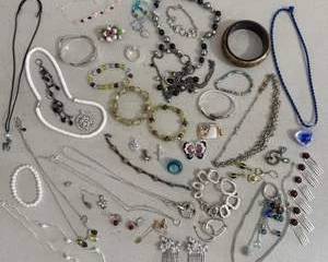 Large Assorted Costume Jewelry Lot with Necklaces, Bracelets & Earrings