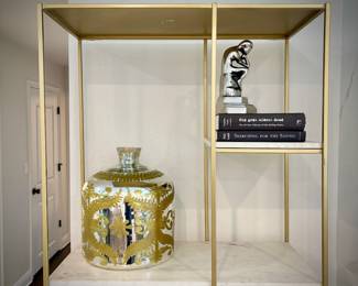One of two Crate & Barrel etageres