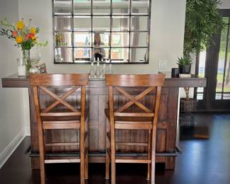 Pottery barn “Rustic Bar”, made with poplar and Carrara marble counter 