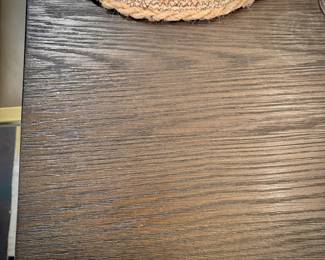 Restoration Hardware “Arles” dining table and 10 leather and brushed gold dining chairs