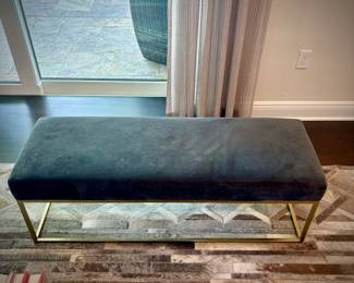 West Elm grey & gold bench