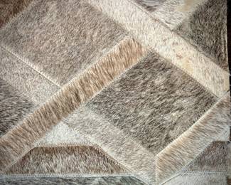 Rug with mosaic pattern, made from cowhide 9x12