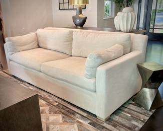 White Restoration Hardware 7’ sofa with down cushions