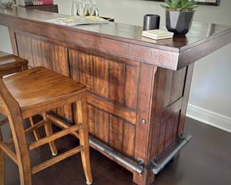 Pottery barn “Rustic Bar”, made with poplar and Carrara marble counter
