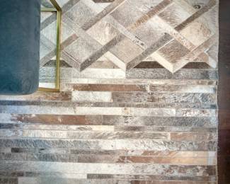 Rug with mosaic pattern, made from cowhide 9x12