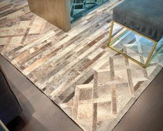 Rug with mosaic pattern, made from cowhide 9x12