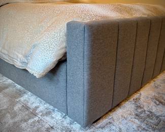 Queen bed with new mattress and upholstered headboard 