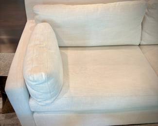 White Restoration Hardware 7’ sofa with down cushions