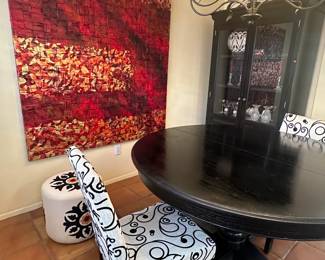 Rachel Darnell, American Abstract Painter, Dining Table with extension leaf and cabinet