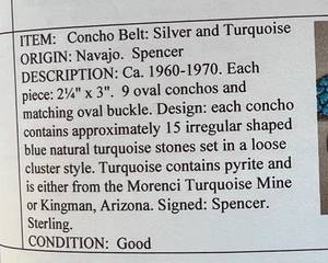 Spencer Sterling - Turquoise Concho Belt - 1960 - 1970's