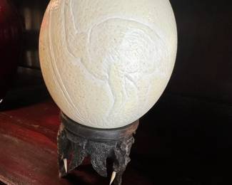 Hand Carved Ostrich Egg