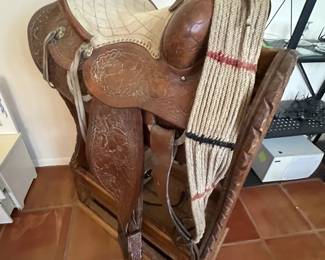 American Western Saddle High Back, mid-20th C.
