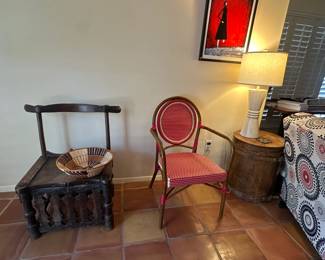 Antique Ivory Coast Chief Chair and other items