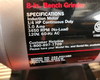 Never used Craftsman 8 inch bench grinder