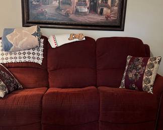 La-Z-Boy Maroon velvet double recliner
