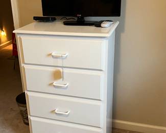 White four drawer chest, TV