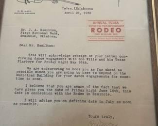 Letter from Bob Wills manager