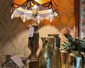 Figural Lamp, Vases