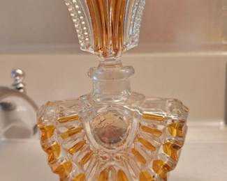 Art Deco Amber Glass Perfume Bottle