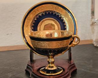 LIMOGES PORCELAIN GILDED CUP AND SAUCER SET
