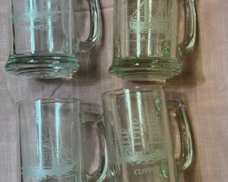 Sailboat Etched Glass Mugs