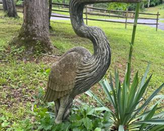 Concrete Crane Lawn Sculpture