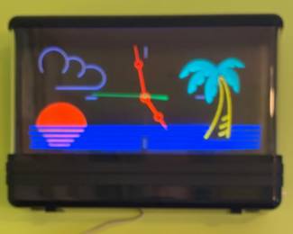 Vintage 1988 Gemini Tropical Sunset Blacklight Clock  