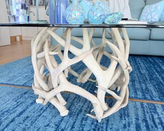 Faux Antler Table Base with Glass Top