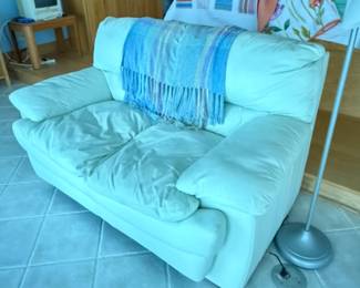 White Leather Love Seat