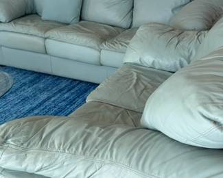 Aqua Leather Double Recliner Sofa & Hide-A-Bed Sofa