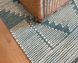 Woven Teal & White Area Rug