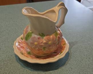 Floral Pitcher and Saucer Set