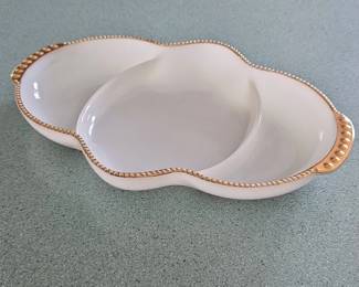 Fire King Oven Ware Milk Glass Relish Dish