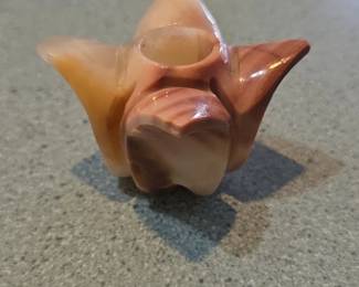 Carved Onyx Flower Candle Holder