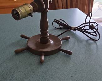 Wooden Nautical Ship Wheel Table Lamp second image