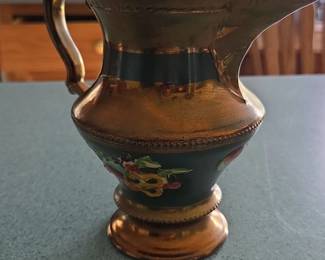 Copper Lusterware Pitcher Floral Motif