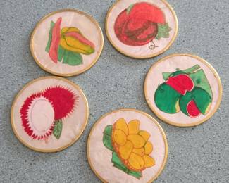 Tropical Fruit Capiz Shell Coasters Set of 