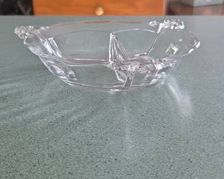 Glass Etched Floral Divided Serving Dish second image