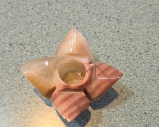 Carved Onyx Flower Candle Holder second image