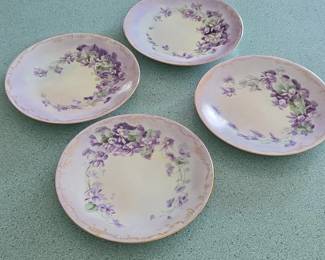 J.P. L. France Hand Painted Violet Plates Set
