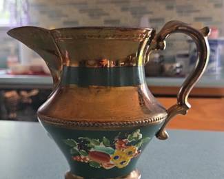 Copper Lusterware Pitcher Floral Motif third image