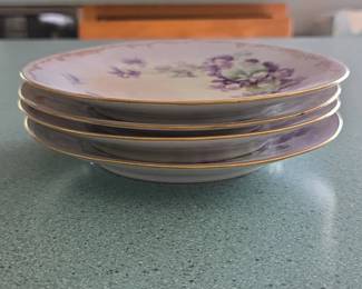 J.P. L. France Hand Painted Violet Plates Set third image