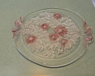 Mikasa Rosella Pink Floral Glass Platter